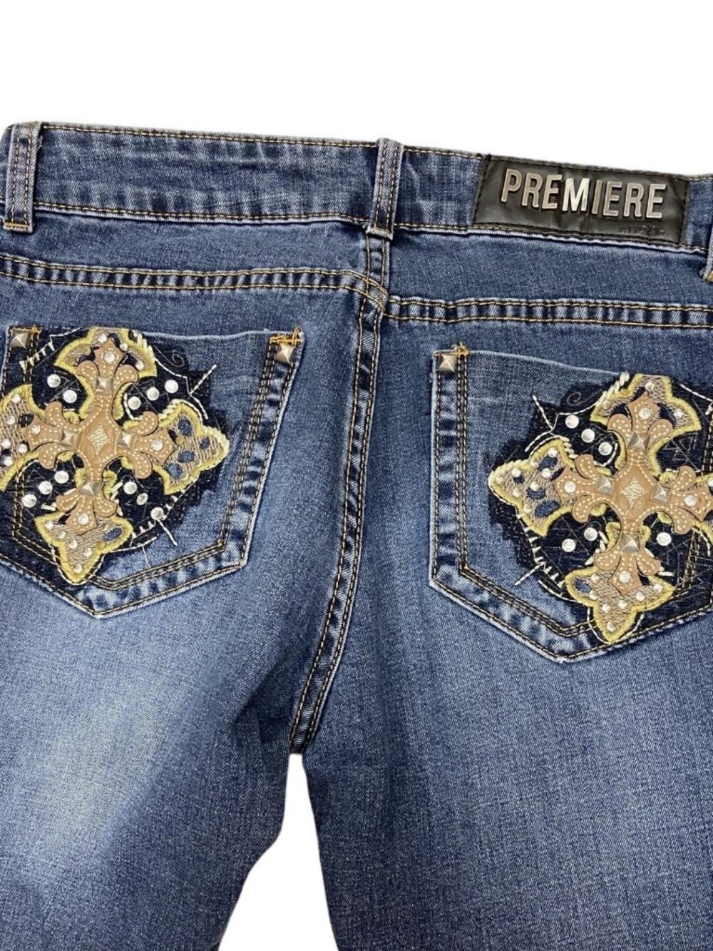 rue 21 Premiere Women's Jeans Bling Back Pockets size 3/4 Vintage